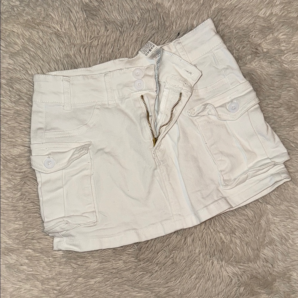 White Skort-Style Shorts with Flat Front Design